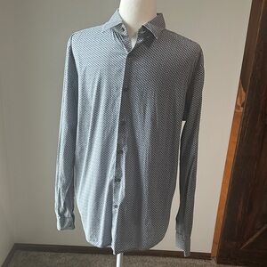 Theory Men's Geometric Rammy Button-Down Shirt - Gray & Blue
